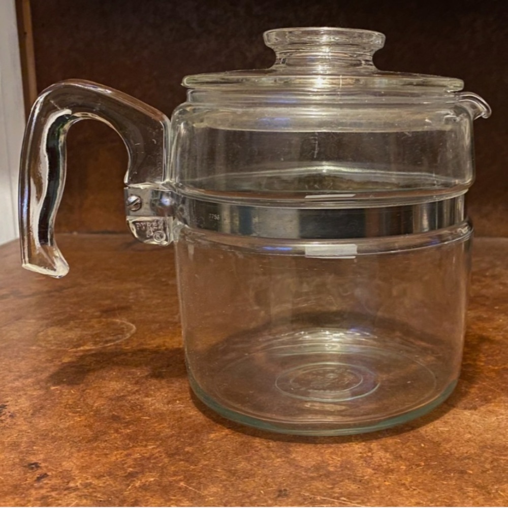 Vintage Pyrex Glass Flameware 6 Cup Coffee Pot Percolator 7756-B Pot & Lid ONLY